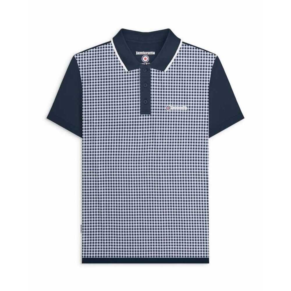 Lambretta Mens Gingham Big & Tall Polo Shirt / Navy